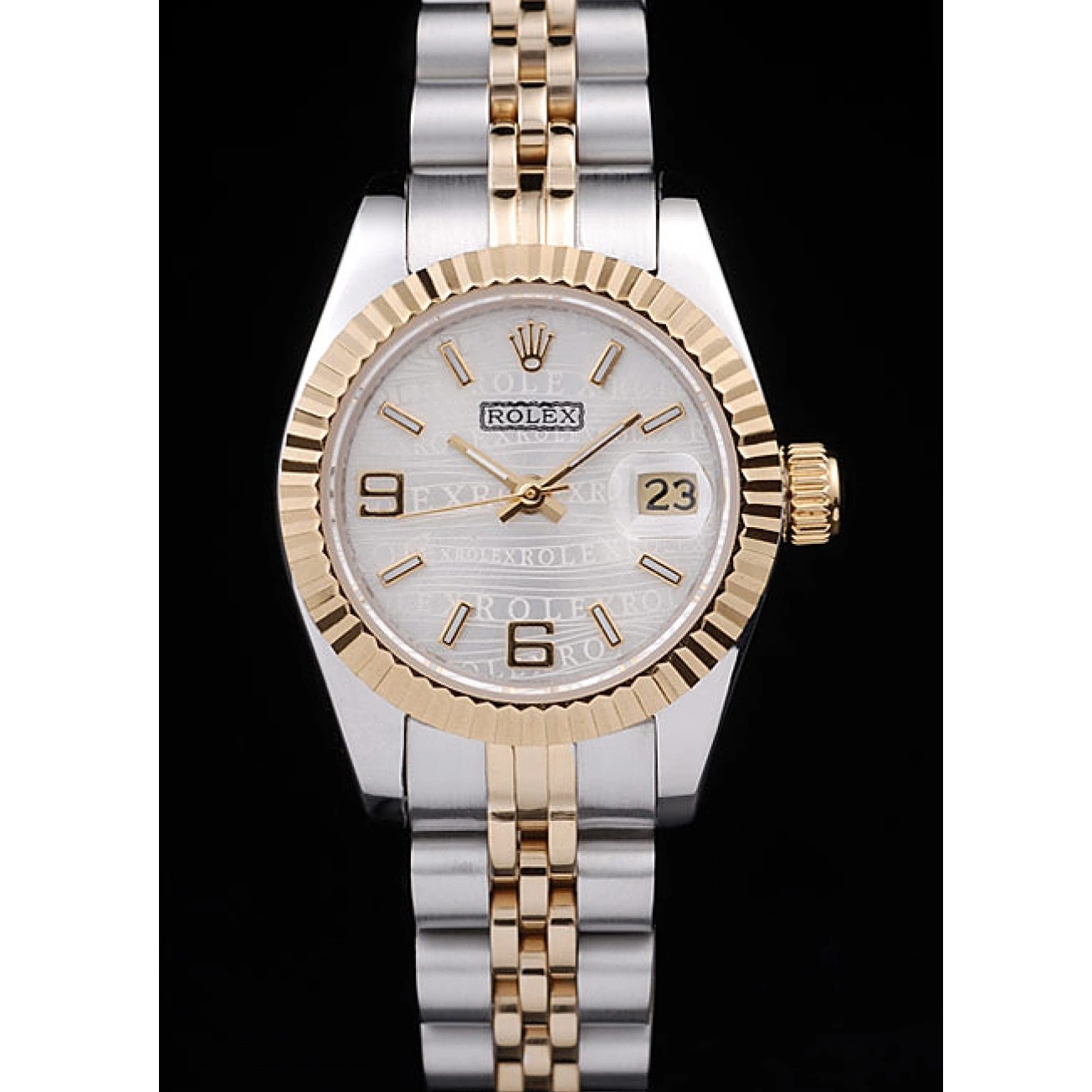 Aaa replica watch Yellow Datejust Plated Two 98079 Steel Rolex Tone Stainless Gold 0708
